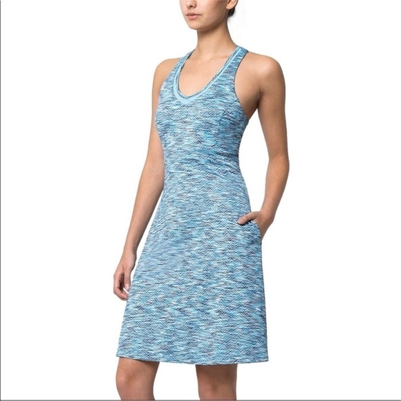 MPG EUC Racer Back Pattern Heathered Teal Tennis Dress - Picture 1 of 13
